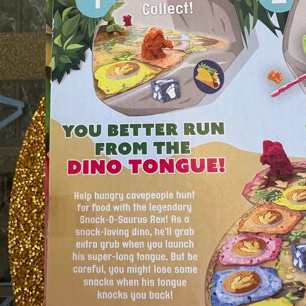 Snack-O-Saurus Rex NWT Kids Game – Green Dino with Pink Tongue. Better run!